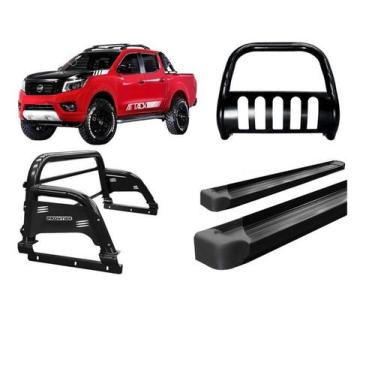 Imagem de Kit Quebra Mato Santo Antonio H3 Estribo Frontier 17/20 Preto - HOZZ