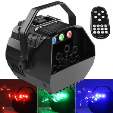 Imagem de Canhão Luzes RGB e Bolhas de Sabão Com Controle Remoto Bivolt - 194881