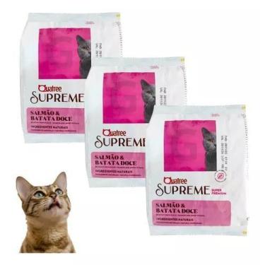 Imagem de Kit Ração Com 3 Unidades Quatree Supreme Gatos Adulto Salmão de 1KG