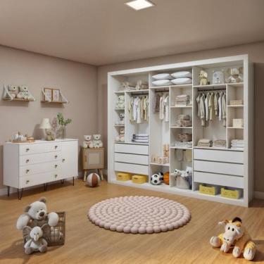 Imagem de Quarto Infantil Closet Premium Amara 242cm e Cômoda 129,5cm 1 Porta 4 