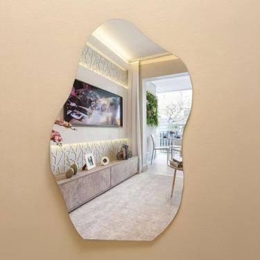 Imagem de Espelho Decorativo Orgânico Grande de Parede Lapidado Quarto Sala Banh