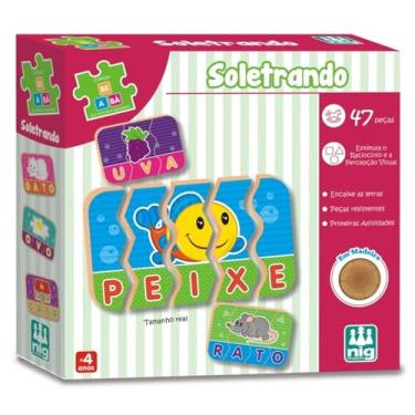 Imagem de Jogo Soletrando, Madeira Be a Bá, Nig Brinquedos