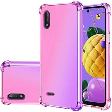 Imagem de Gufuwo Capa para LG K32, capa para LG K22, para LG K22 Plus/k22+ capa fofa para meninas, capa protetora de TPU macio antiarranhões gradiente à prova de choque para LG K22 (rosa)