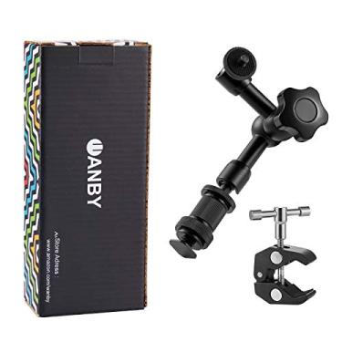 Imagem de WANBY Braço mágico articulado de fricção de 18 cm e grande clipe ajustável para grampos de super varão com rosca de 1/4" e 3/8" para câmeras DSLR, monitor LCD, luzes de flash de LED, 7'Arm & Clip