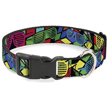 Imagem de Coleira de gato Breakaway Eighties Shades Rubiks Black Neon 15 a 23 cm 0,5 cm de largura