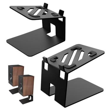 Imagem de JiffyPoint Suportes para Alto-Falantes de Mesa, Suportes para Alto-Falantes de Estante de Metal com Almofadas de Absorção de Vibração, Suporte para Monitor de Estúdio de 30 Libras, Suporte para Alto-F