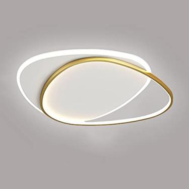 Imagem de Moderno LED Luz de Teto Geométrico 2 Luzes Ultrafino Lâmpada de Teto Nórdico Criativo Montagem Embutida Luminária Para Sala de Estar Quarto(45x37CM, 36W,Gold, Cool White)