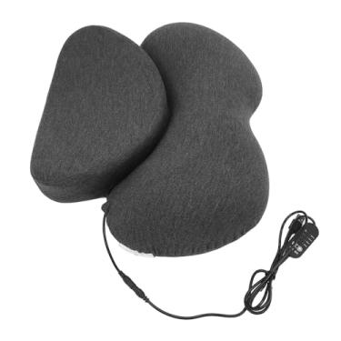 Imagem de Travesseiro de Pescoço Cinza Escuro Alimentado por USB, Espuma de Memória Confortável e Capa de Malha, Suporte Ergonômico, 4 Níveis de Calor, 4 Temporizadores, Estojo Lavável