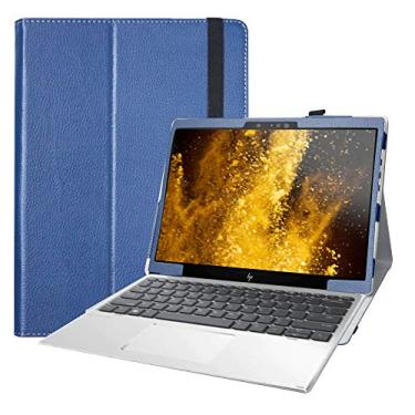 Imagem de LiuShan Compatível com tablet HP Elite x2 G4, capa dobrável fina de couro PU para tablet 2 em 1 HP Elite x2 G4 de 12,3 polegadas (não serve para notebook HP Elite x2 G4 de 13,3 polegadas), azul