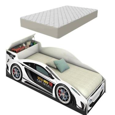 Imagem de Mini Cama Carro Adesivado Juvenil Infantil com Colchão - Caselli Store