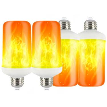 Imagem de Jogo 4 Lâmpadas Tubular Led Efeito Chama Fogo Tocha 9w Artificial TB05