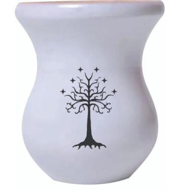 Imagem de Cuia De Madeira Branca Personalizada Senhor dos Anéis - Mix Atacadista