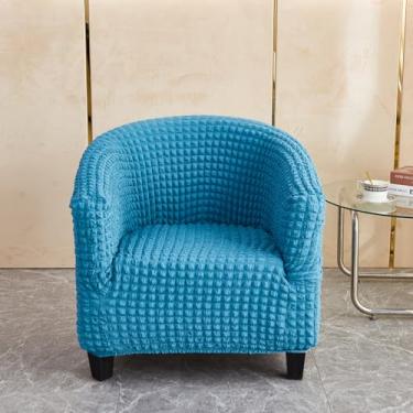 Imagem de Capa de cadeira de sofá antiderrapante à prova de poeira capas de cadeira de café capas de assento de fio de bolhas elásticas - azul 01||tamanho regular