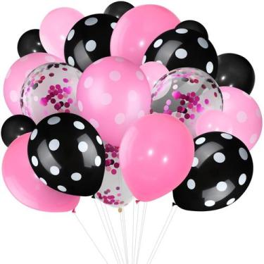 Imagem de Balões de festa Skylety 75 peças, cor de mouse, com confete