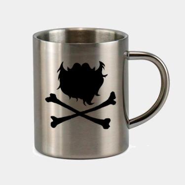 Imagem de Caneca de Inox Premium Prateada 400ml BARBA OSSOS PRETO - Criatics