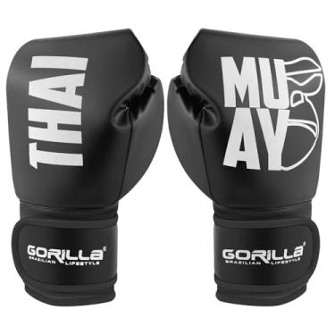 Imagem de Luva De Boxe 12 Oz Expressive Black Gorilla Muay Thai Kickboxing Fight MMA Combate Profissional