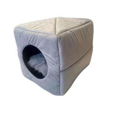 Imagem de ￼Cama Toca Iglu 3 em 1 Suede Cachorro e Gato Frio Quente Pet Cinza (P)