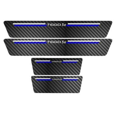 Imagem de Kit Soleira Protetora Porta Premium Blue Carbono Tiggo - 5x  - Jhow Ad