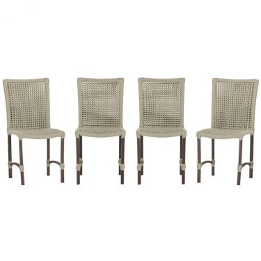 Imagem de 4 Cadeiras De Jantar Cannes De Alumínio Pintura Marrom Trama Rami