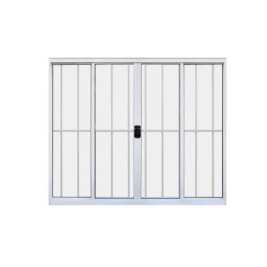 Imagem de Janela 4 Folhas De Correr C/ Grade 1,00 X 1.20 Alumínio Brilhante Linha Modular - Hale