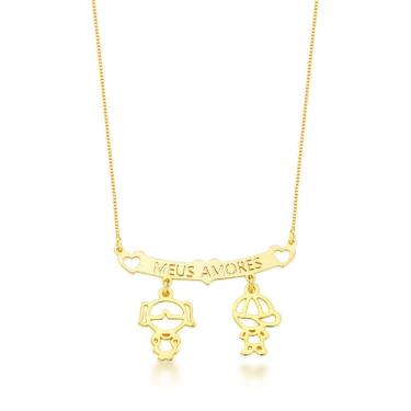 Imagem de Colar Filhos Meus Amores Banhados A Ouro 18k - Casal