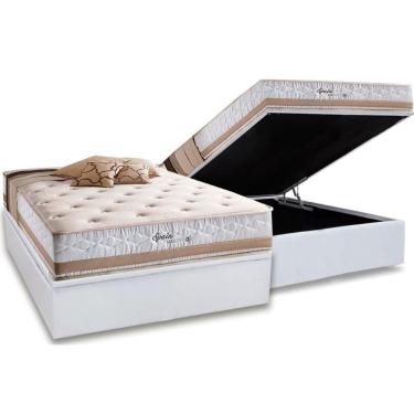 Imagem de Cama Box Baú Casal: Colchão Molas Masterpocket Ensacadas Herval Maxspring Spain + Base Crc Courano White (138x188)