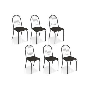 Imagem de Kit 6 Cadeiras Sala Jantar Noruega C077 6 Un Preto Fosco Courano Preto 110