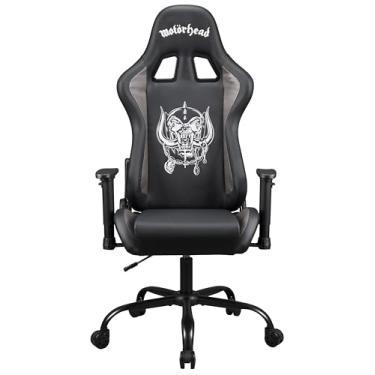 Imagem de Motorhead – Cadeira de jogos ou cadeira de escritório, cadeira gamer para adultos, assento confortável, encosto de cabeça integrado, apoios de braços e altura ajustáveis, encosto ergonômico - preto