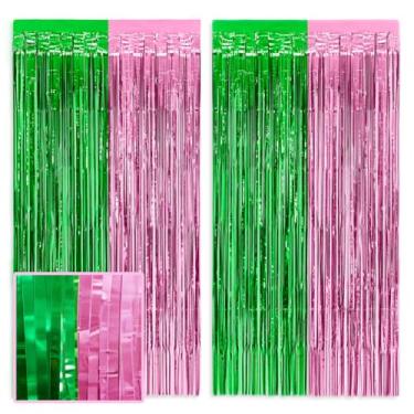 Imagem de xo, Fetti Pink + Green Foil Curtain - Set of 2 | Witch Party Decorations, Girl Birthday Backdrop, Kids Wizard Photo Booth, Bachelorette Supplies