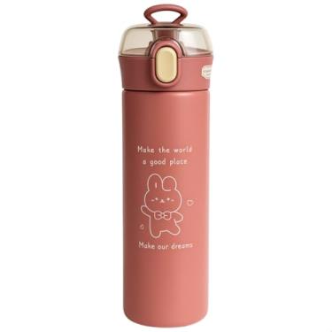 Imagem de Garrafa Térmica Inox 500 ml com Canudo de Silicone – Garrafa Infantil, Parede Dupla, Livre de BPA – Ideal para Crianças, Jovens e Adultos (Rosa)