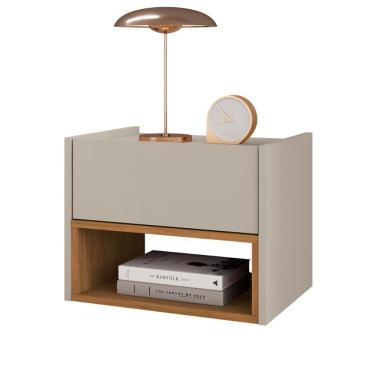Imagem de Mesa De Cabeceira Quarto Florença Suspensa Com 1 Gaveta Off White cedro