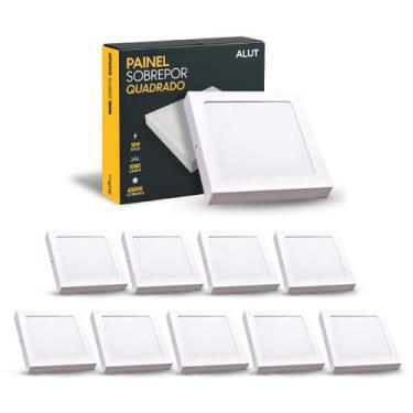 Imagem de Kit 10 Painel Led Plafon 18w 6500k Bivolt Sobrepor Quadrado Br Cod: AL