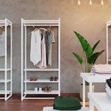 Imagem de Conjunto Estante de 4 Prateleiras de Cremalheira Central e 1 cabideiro