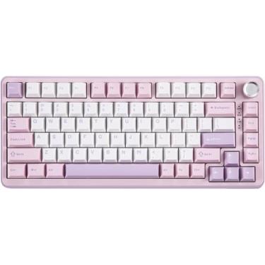 Imagem de Teclado mecânico sem fio B75 PRO, 75% junta de teclado para jogos, teclado personalizado Hot Swap com botão, interruptores pré-lubrificados RGB, Bluetooth/Tipo-C/2,4G (Purple)