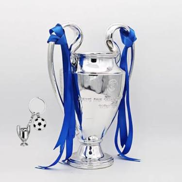 Imagem de SUSANMAISON Troféu dos Campeões da Liga Europeia de 2025 com chaveiro, Taça de Prêmios de Futebol, Prata cromada, Lembrança dos Fãs da Copa de Futebol (32 cm/12,6 polegadas)