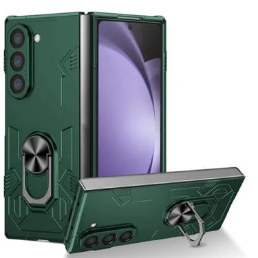 Imagem de HAOMRIYL Capa dobrável para Samsung Galaxy Z Fold 7, capa à prova de choque de grau militar com suporte de anel rotativo, capa antiarranhões, bronze, ZFOLD 7
