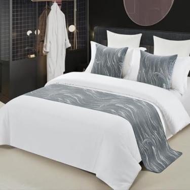 Imagem de Cachecol de cama de hotel moderno Jacquard Colchas decorativas sem desbotamento lenço de toalha de cama para pé da cama protetor de cama macio para cama de solteiro queen king size - cinza||45 x 240