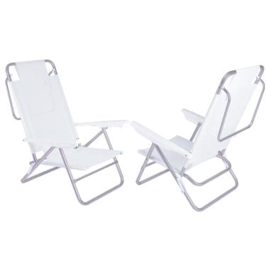 Imagem de Kit 2 Cadeiras Summer Reclinável 6 pos Alumínio Praia Piscina Camping - Mor