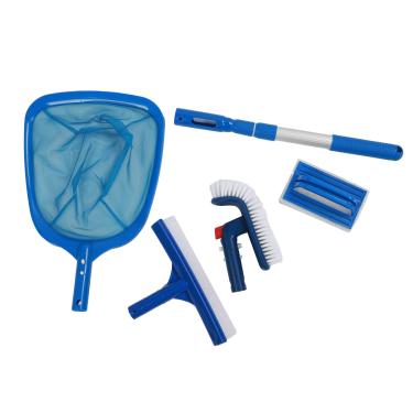 Imagem de Diydeg Kit de Limpeza de Piscina, 34,6in Pólo Telescópico de Alumínio Com Rede de Skimmer Fina e Cabeça de Escova de Piscina, Kit de Manutenção de Piscinas Pesadas