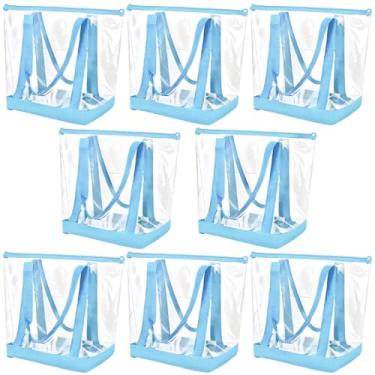 Imagem de Reginary 8 bolsas transparentes, bolsa de ombro aprovada pela segurança, bolsa transparente com fecho de zíper para viagens e trabalho, Azul claro, Bolsa transparente
