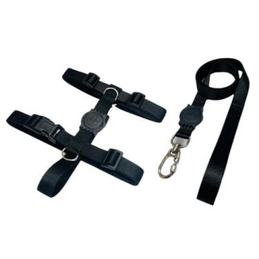 Imagem de Coleira Peitoral H Anti Puxão e Guia 1,10m para Cachorro Varias Estampas(Black,G)