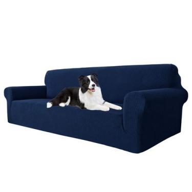 Imagem de Capa de sofá MAXIJIN Super Stretch para sofá de 3 almofadas azul marin