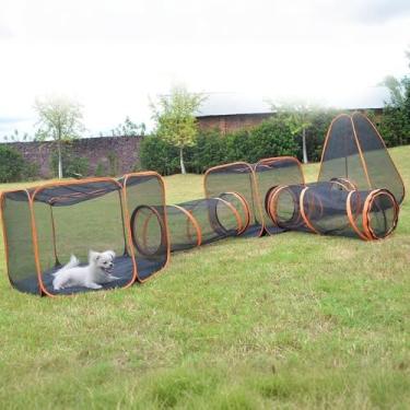 Imagem de Gabinetes Para Gatos Ao Ar Livre 6 Em 1, Tendas De Malha Pop-up Portáteis, Cercadinhos Túneis De Brincar Fora Para Animais De Estimação Diy Para Gatos, Six-in-one