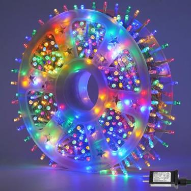 Imagem de YEGUO Luzes de Natal de 50 metros, 500 LEDs, à prova d'água, fio transparente, plugue interno, 8 modos, luz de árvore cintilante, multicolorido
