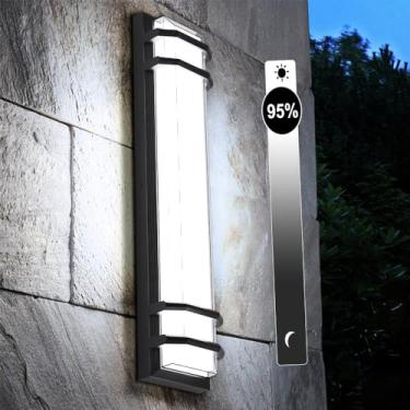Imagem de Sytmhoe Luzes de parede externas, luminária de parede de 36 W regulável 6000 K LED moderna varanda e pátio, luzes montadas na parede com arandela externa preta de 59,9 cm, adequadas para garagem, sala