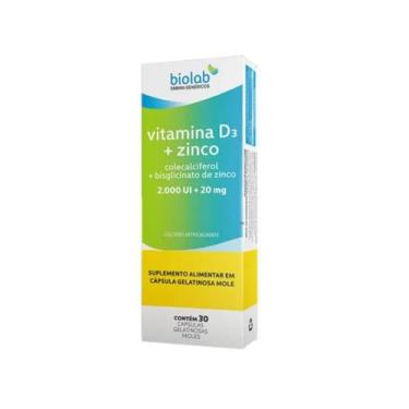 Imagem de Vitamina D3 + Zinco 2.000 UI + 20mg Com 30 Cápsulas - Biolab