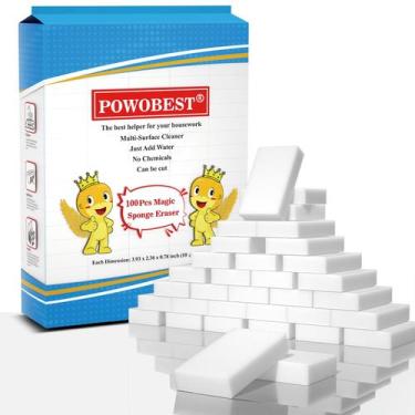 Imagem de Esponja mágica de limpeza POWOBEST Extra Thick, pacote com 100