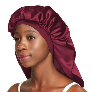 Imagem de Boné de dormir Awefeel Large Braids Satin Bonnet Jumbo Red