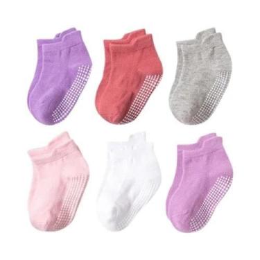 Imagem de Meias Esportivas Listradas Para Meninos E Meninas, 6 Pares, 0-7 Anos, 