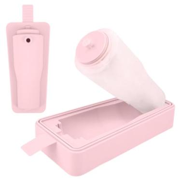 Imagem de Bandeja de cubo de gelo para copo, bandeja de gelo de silicone para copo de 1,134 g, molde de gelo de cilindro oco de silicone, congelador, suco, coquetel de uísque, reutilizável e seguro para